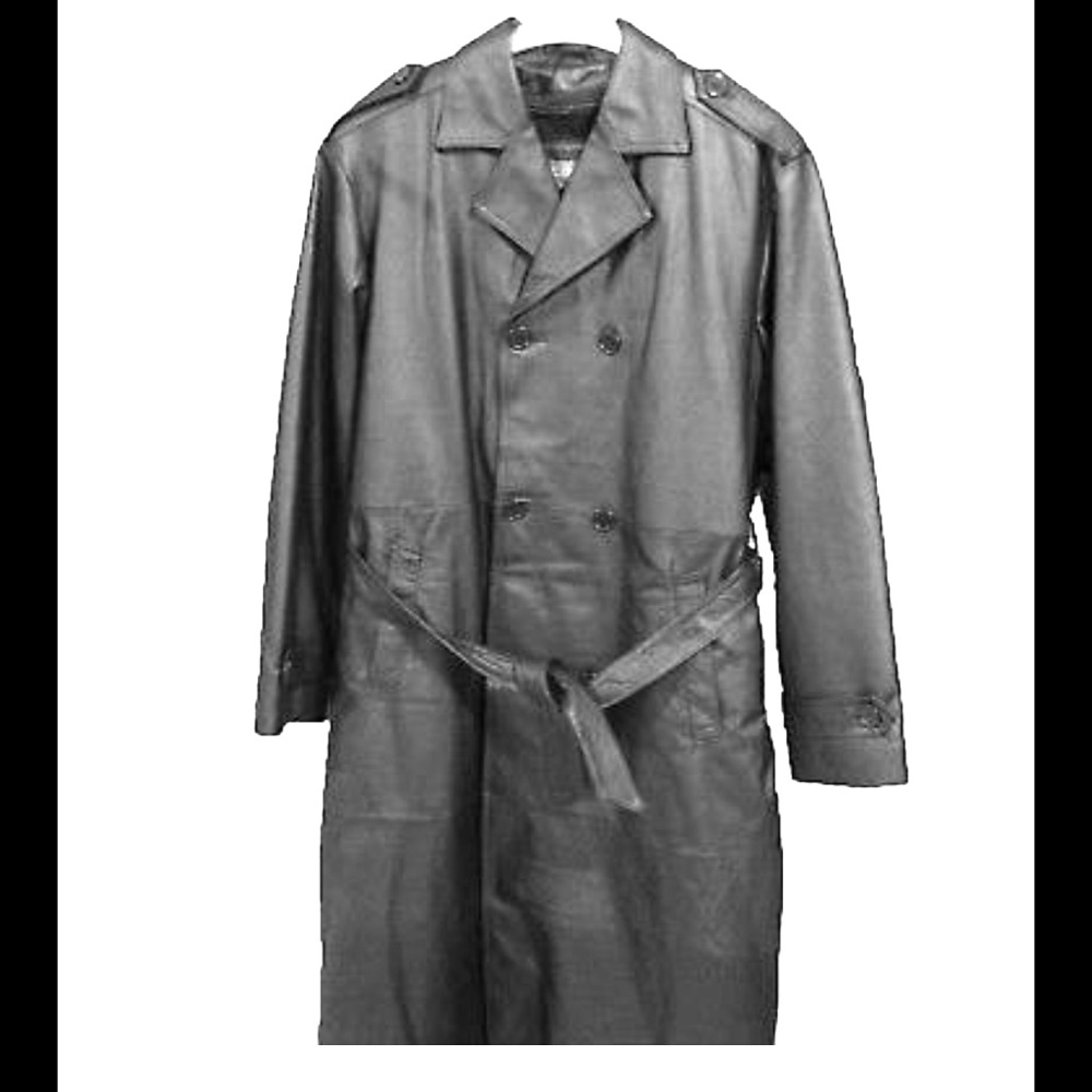 New_Maxxsel_Buttons Black_Leather Trench Coat_Lrge